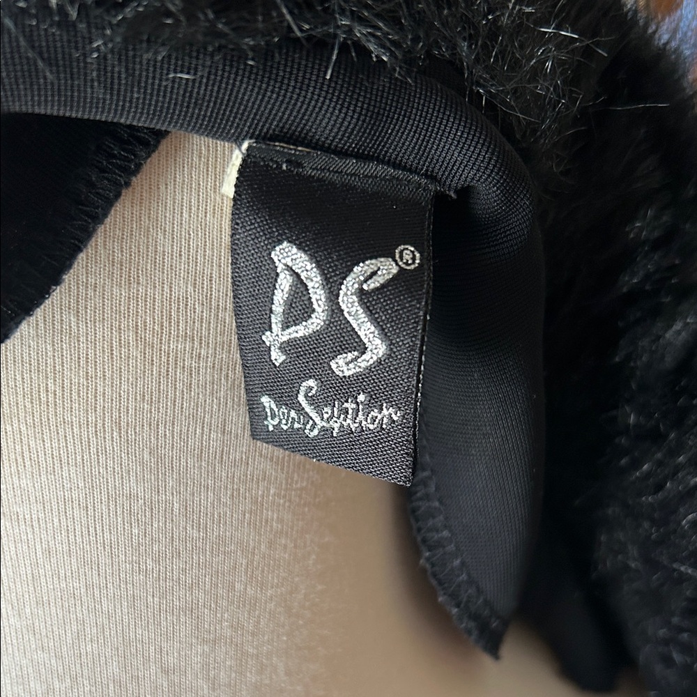 PerSeption Black Floor Length Coverup with Faux Fur Collar - Picture 7 of 7